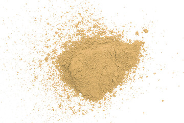 Light brown powder isolated on transparent background.