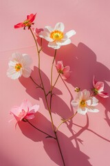 Naklejka premium Spring flowers on pink background