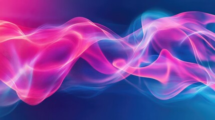 Dynamic abstract sound wave background with flowing pink and blue colors, creating a visually appealing audio-themed design