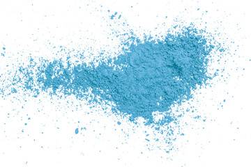 Light blue powder isolated on transparent background.
