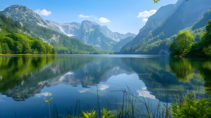 Fototapeta premium Mountain Lake Reflection Photo