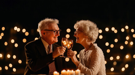 A happy couple enjoying a romantic night out