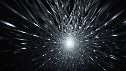 white glowing triangles abstract in black background copy space design