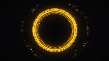 yellow glowing circle abstract in black background copy space design