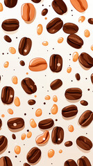Obraz premium Coffee Beans with Water Resins, Abstract Image, Texture, Pattern Background, Wallpaper, Cover and Screen of Smartphone, Cell Phone, Computer, Laptop, 9:16 and 16:9 Format