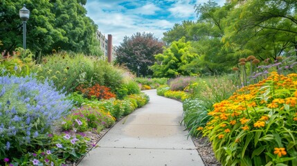 Obraz premium Path Through A Vibrant Garden.