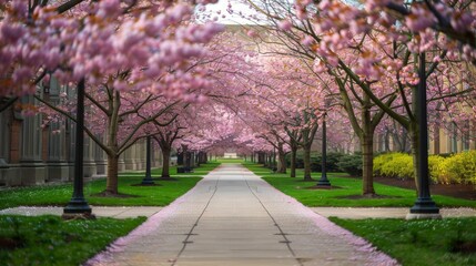 Pathway through a Cherry Blossom Tunnel.