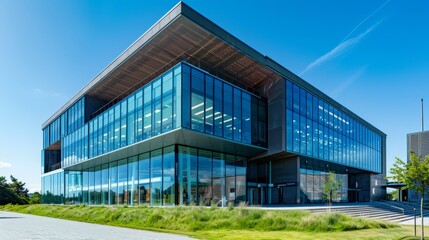 Fototapeta premium Modern Office Building with Glass Facade.
