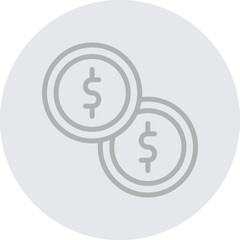 Coin Vector Line Grey Circle Grey