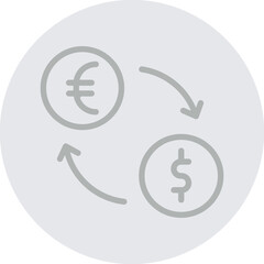Currency Exchange Vector Line Grey Circle Grey