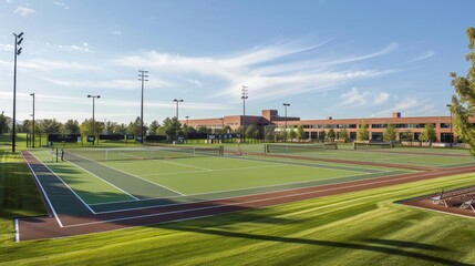 Obraz premium Tennis Courts at a Modern Facility.