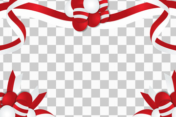 Indonesian Independence Day with ribbon indonesia flags, Balloons, template background.