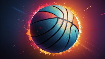 Obraz premium abstract mosaic basketball banner with vibrant colors background