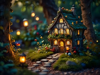 a charming little fairy tale fairy house in a fairy forest