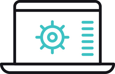 Software settings on laptop screen color line icon