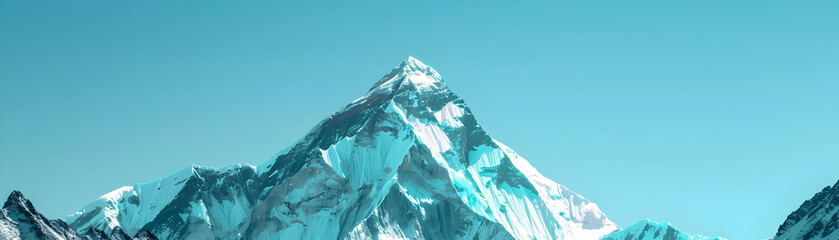 Obraz premium Snowy Mountain Peak Against a Blue Sky Photo