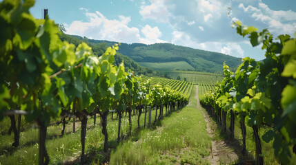 Vineyard Rows in Summer - Photo
