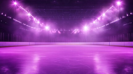 Illuminated Ice Rink with Spotlights and Smoke Effects