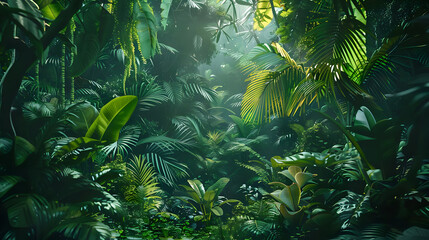 Lush Green Tropical Rainforest Background Illustration