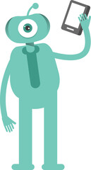 Monster Character Talking on Smartphone
