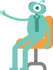 Monster Character Sitting on Office Chair
