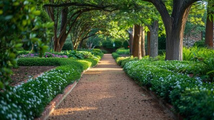 Obraz premium Pathway Through Lush Greenery.