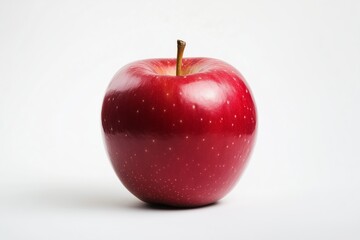 High-resolution image of a perfect red apple against a white background, showcasing its vibrant color and smooth texture.