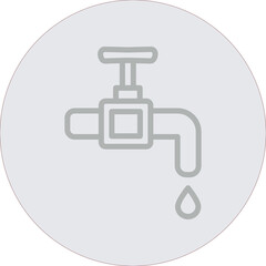 Faucet Vector Line Grey Circle Grey