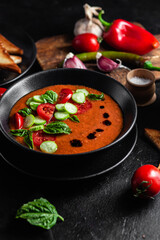 Gazpacho. Cold tomato soup with basil