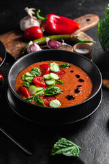 Gazpacho. Cold tomato soup with basil