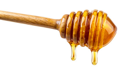 honey dripping from wooden dipper transparent png.
