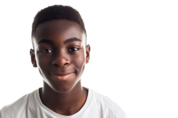 Young African American male staring at camera with a thoughtful look Isolated on white background