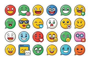 Fototapeta premium A Collection of Diverse Emojis with Different Expressions and Features