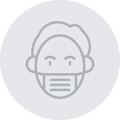 Man Wearing Mask Vector Line Grey Circle Grey