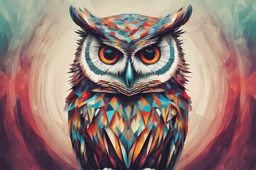 Fototapeta premium Abstract Owl with Vibrant Colors,Generative AI