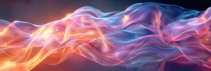 Fototapeta premium Abstract waves of colorful light and smoke blending in a surreal and mystical pattern, creating a mesmerizing visual effect.