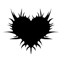 Heart with spikes in goth, punk, emo style. Abstract love logo concept. Neo tribal heart. Vector illustration isolated on white background.