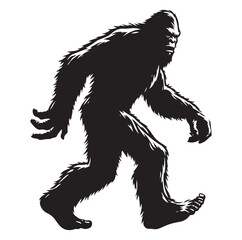 Bigfoot silhouette vector art.