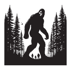 Fototapeta premium Bigfoot silhouette vector art.