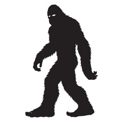 Bigfoot silhouette vector art.