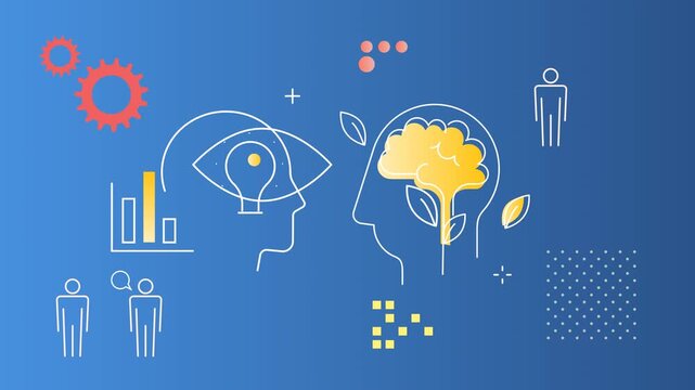 User Insights - Growth Mindset - Digging deeper - Unlock innovative solutions using Communication, User Data and Analytical Research Methods - Animated Illustration as MP4 File
