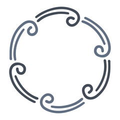 渦の波模様の手書きの和風ベクターフレーム