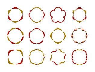 手書きのおしゃれな和風フレームのベクター素材セット