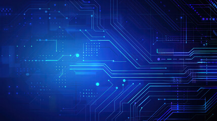 Obraz premium Futuristic blue circuit board design showcasing intricate lines and nodes in a modern technology concept.