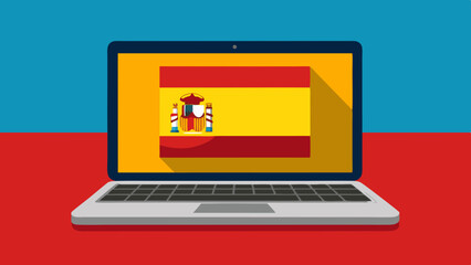 Spain flag on laptop stock illustration