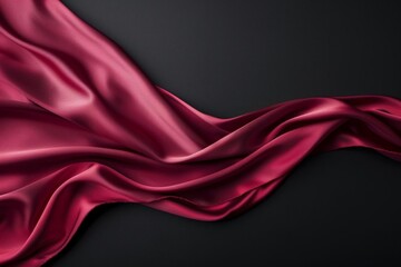 Elegant red silk cloth in motion, dark backdrop, smooth texture, high-quality