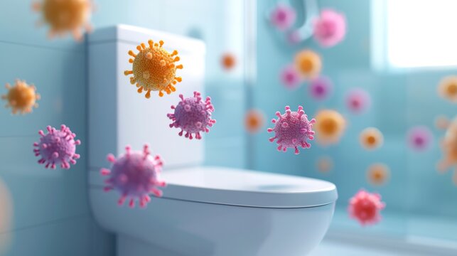 Bacteria on bathroom water faucets, germs, bathroom, illustrating common infection points