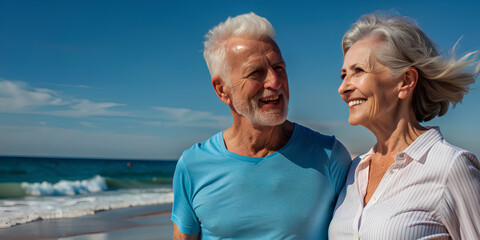 senior couple on beach
