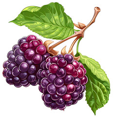 Fototapeta premium Realistic illustration of a fresh blackberry with vibrant colors isolated on transparency PNG background, perfect for natural food and organic fruit concept designs.