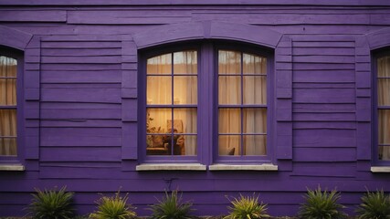 vintage purple theme house with square windows for bac background